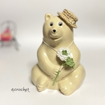 【しろくま貯金箱用】シロツメクサと小花のカンカン帽子