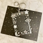 トレカキーホルダー　トレカケース　硬質ケース　星　クリア　ホワイト　ホログラム　レジンデコ　デコトレカ