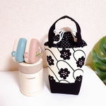 スープジャー&おにぎりバッグ♡保温保冷・巾着・持ち手付き♡すずらんのモチーフ花柄北欧🥀ふんわりキルト芯入り