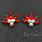 〈3個〉メタル　パール　ビジュー　フラワー　花型　アクセサリパーツ