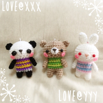 受注制作✨あみぐるみ✨ちびマスコットキーホルダー🐼🐻🐰