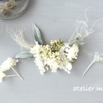 ///mimonoとあじさいグリーン添えヘッドアクセ//おしゃれ結婚式weddingの髪飾りに//