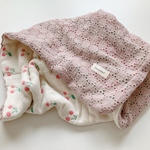特別ご奉仕品！　ガーゼケット　刺繍ガーゼ　ナチュラルブラウン　チェリー　さくらんぼ　ナチュラルガーゼ　ハンドメイド　ひざかけ　カフェマット　お祝い　出産準備　