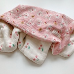 特別ご奉仕品！　ガーゼケット　テディベア　ピンク　女の子　さくらんぼ　チェリー　ハンドメイド　ひざかけ　カフェマット　ドッグカフェ　お祝い　出産準備　ブランケット　ペット　