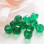 100個 ロンデルカット 6×4mm ピーコックグリーン ボタンカット ガラスビーズ ガラスパーツ  【A654】