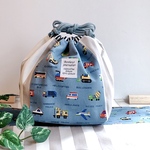 乗り物ドット柄 大きめお弁当袋 コップ袋 給食袋 お道具袋 新学期