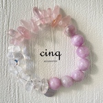 ◆ triple face bracelet ◆ クンツァイトとローズクォーツとクリスタルの天然石ブレスレット