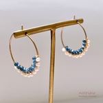 【 使える‼︎ 】 ブルーサファイア × パール フープ ピアス