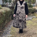 和楽美 カーキブラウン 上品な コーデュロイ ジャンバースカート
