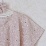【再販】モカ花柄ストライプ・ブラウス✴︎シュシュ付