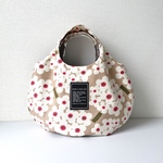 ぺったんこまるbag  北欧風花柄　アナベル　ベージュ