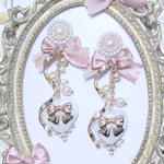 rococo  twinkle  ribbon【ロリィタ/ロリータ　ハート　ガーリー　ロマンチック　バレンタイン　リボン　パール　ピアス／イヤリング】