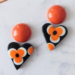 ハート♡レトロなオレンジのお花❁⃘*.ﾟピアス✳イヤリング