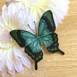 ヘリボシアオネアゲハの立体刺繍ブローチ
