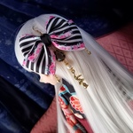 ◆髪飾り ストライプリボン ブラック◆1/4～1/3ドール向けサイズ ※ドール用アクセ