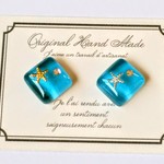【sale ‼】タイルピアス⭐️ブルー３色⭐️マリン⭐️レジン⭐️夏⭐️海