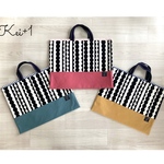 もくもくストライプ レッスンバッグ ブルー マスタード ピンク