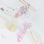 手染めガラスの靴と桜いっぱい桜ピンクピアス