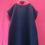 厚地ウール半袖ワンピース navy