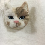 羊毛フェルト　猫ねこネコ　ブローチ　A