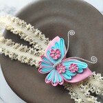 【正絹】桜と蝶々のヘアバンド✿ピンク＆水色