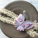 【正絹】桜と蝶々のヘアバンド✿パープル