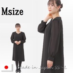 在庫処分セール Ｍサイズ 喪服袖透けワンピース ひざ下丈 ブラックフォーマル 113810-M