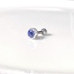 宝石質 アイオライト ローズカット加工 天然石 ボディピアス 14G 16G 18G 軟骨ピアス 3月  誕生石 片耳