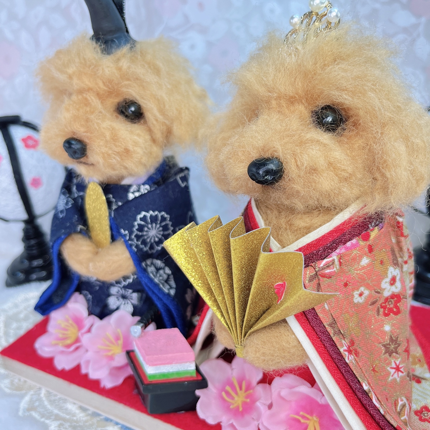 ♡トイプードル ひな祭り♡ 羊毛フェルト♡ - ☆ちゃみちくちく部屋