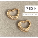 【24kgf/金アレ対応】リードニッケルフリー オープンハート チャーム ゴールドパーツ