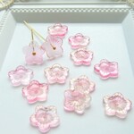 8個・ピンク・ガラスビーズ・フラワー・桜・23011215
