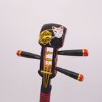 かんざし「三味線」漆黒/深紅（六角麻の葉）狐面