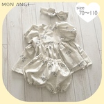  ＊ボリューム袖チュニックワンピース　半袖＊　lace flower　70〜110cm