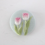 春色のチューリップ　手刺繍ブローチ/ヘアゴム