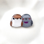 【在庫処分SALE】むぎゅむぎゅスズメ&ハト ブローチ/ヘアゴム【送料無料】鳥