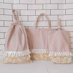 くすみピンク＆花柄 入園入学レッスンバッグ3点セット