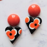 ハート♡レトロなオレンジのお花❁⃘*.ﾟピアス✳イヤリング