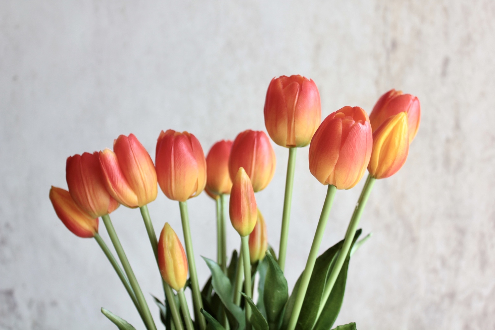 リアル造花】春のチューリップ5本ブーケオレンジ【アーティフィシャル