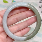 【新入荷】本翡翠保証！天然本翡翠バングル　半山半水　内径約59mm
