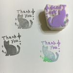 キラキラネコのthank you消しゴムハンコ