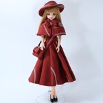 ジェニーちゃんの着物地に白の葉模様ジャンプスーツ＋プリーツスカート