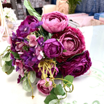 新商品☆ミックス,アンティーク, くすみカラー, 紫, 牡丹, 紫陽花, 直径7,5センチ,  アーティフィシャルフラワー,ブライダル小物,フラワーアレンジメント,ウェディング,花束,fw098