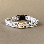 猫首輪　花柄　リバティ　Kensington  Rose   ブラウン　セーフティバックル