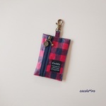 キーケース・リールキーホルダー付き　　* チェック　col. red × dark navy