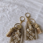 刺繍リボンキーホルダー♡gold