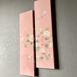 着物のファブリックパネル　春色に桜(2枚セット)2 サスティナブル  着物リメイク　インテリア Kimono fablic panel ひなまつり　春インテリア