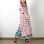 新色登場！大人リラックススタイル♪さらっと涼しいクルタワンピース（22s-12）サクラピンク