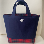 トートバッグ♡赤チェック♡サブバッグ♡お弁当バッグ♡ワッペン♡限定♡ハンドバッグ♡