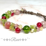 ＊༅೫ Spring flower♡೫༅ 天然石 パワーストーン ブレスレット　マクラメ