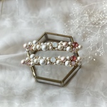 春色コットンパールのビジューバレッタ（ピンク）